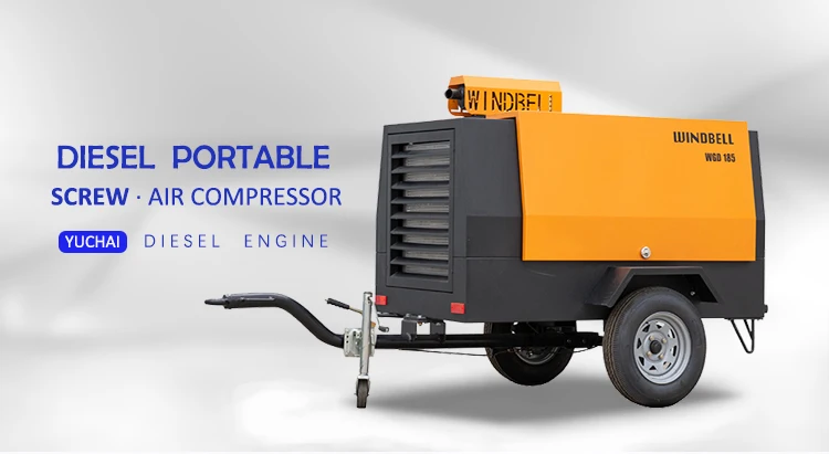 8 Bar 280cfm Portable Diesel Engine Air Compressor Mining - Buy Air ...