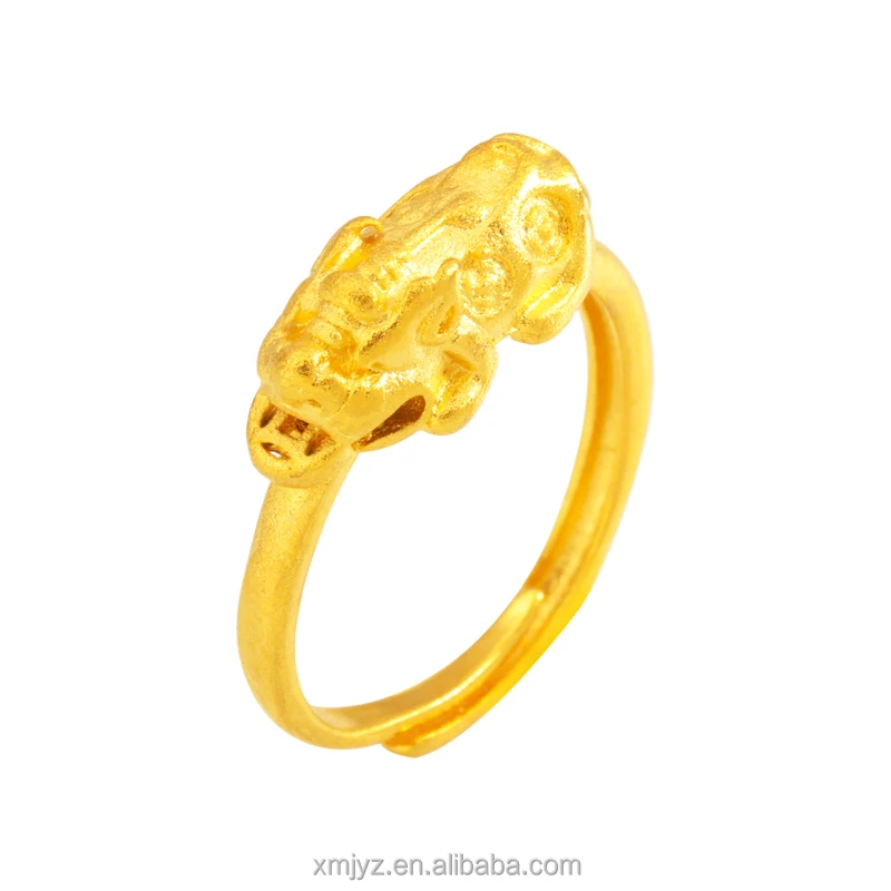

Cross-Border Jewelry Pixiu Frosted Brass Gold-Plated Pixiu Niche Ring Ring Female Ins Does Not Fade