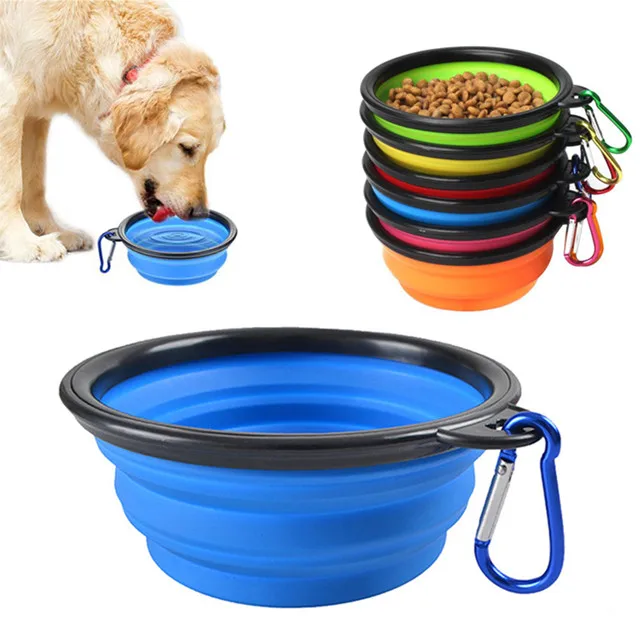 

Hot Selling Collapsible Dog Pet Folding Silicone Bowl Outdoor Travel Portable Puppy Food Container Feeder Dish Bowl, Panton color