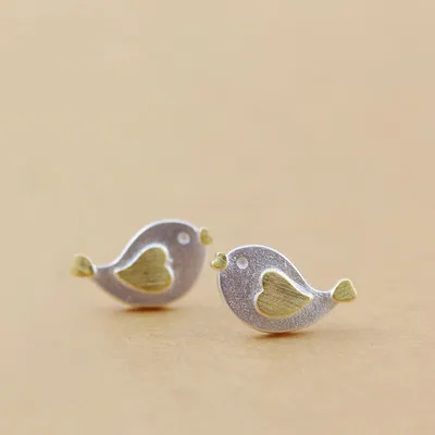 Hot Fashion 925 Sterling Silver Bird Stud Earrings for Women and Girls Gift Real Sterling-Silver-Jewelry