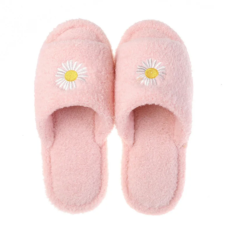 

Women Girls Cute Beautiful Embroidered Daisies Indoor Slipper for Autumn Winter, 5 colors