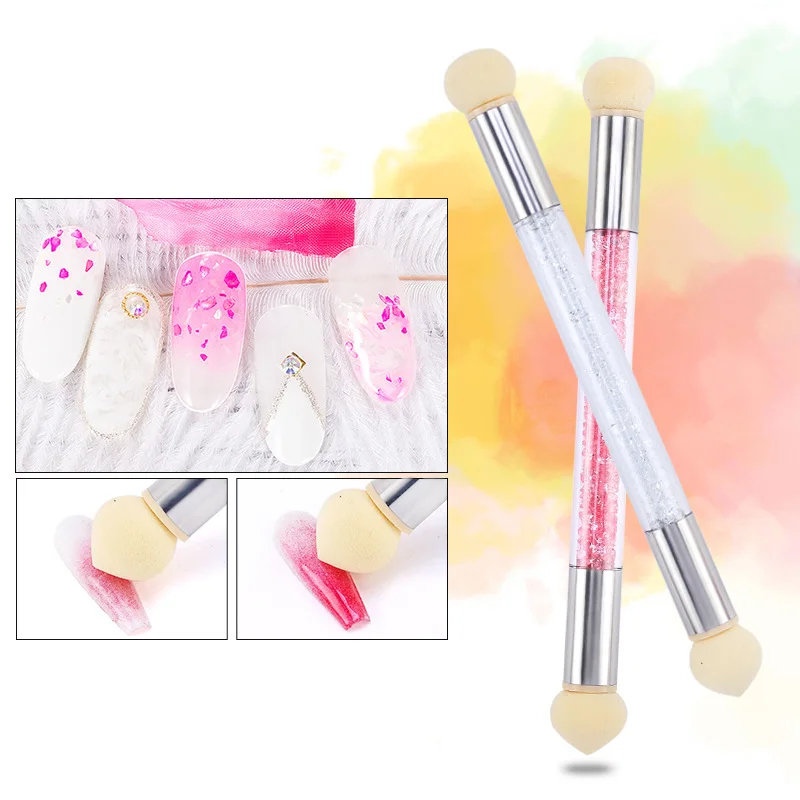 

New Acrylic Double-headed Sponge Paint Blooming Nail Brush for Nail Salon Home Use