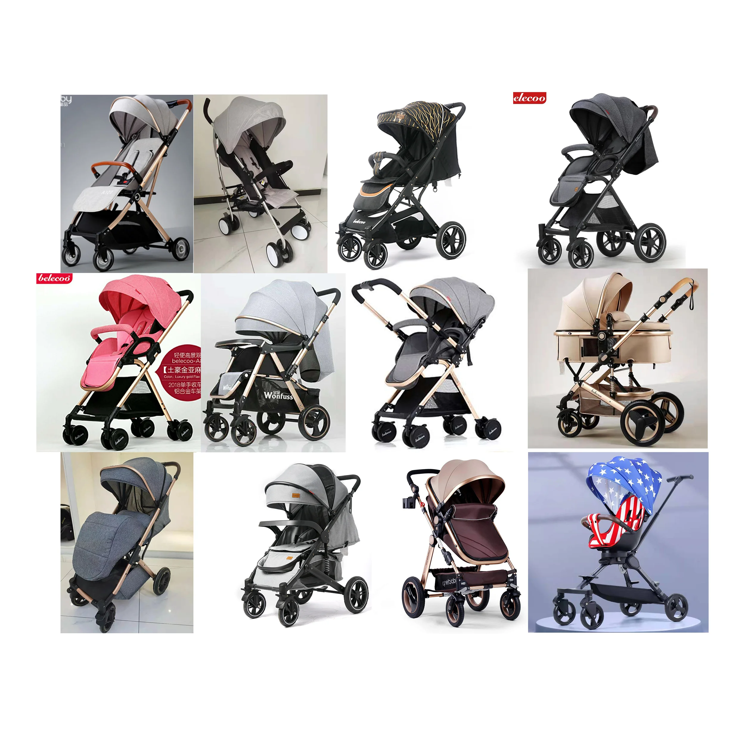 

Welfare link cheap baby strollers baby stroller foldable strollers 3 in 1 in stock, Brown;white;black;green;pink;oem