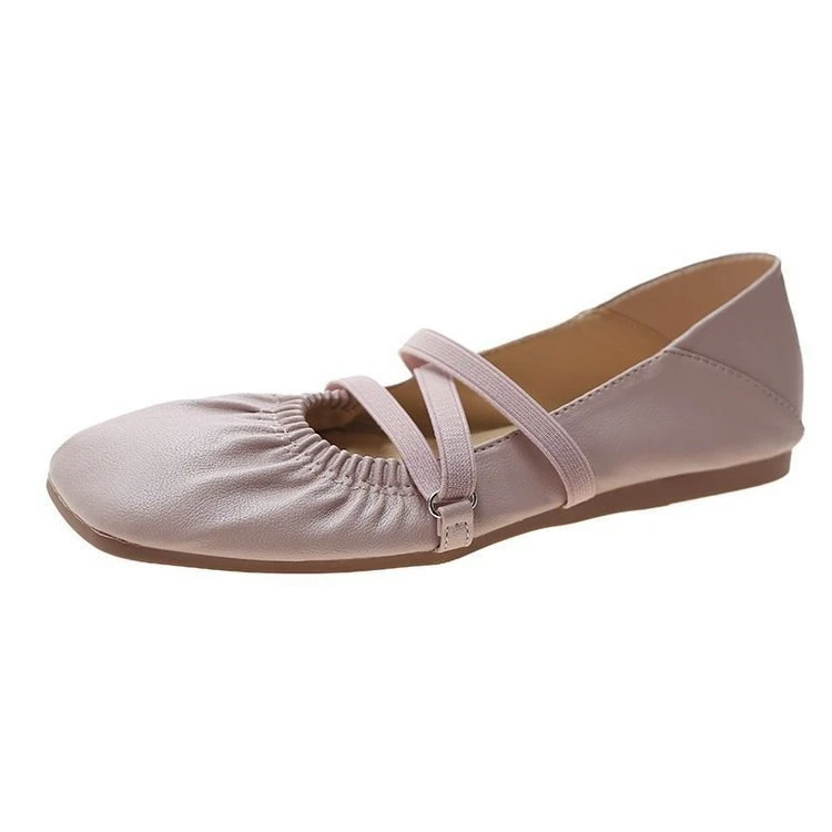 

Wholesale High Quality Ballet Flat Shoes Womens Soft Leather Soft Sole Wrinkled Single Casual Shoes, As picture