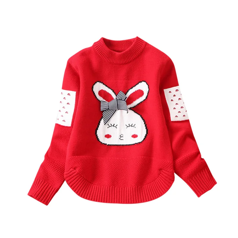 

Girls' round neck cartoon pullover sweater baby Korean knit sweater children's sweater