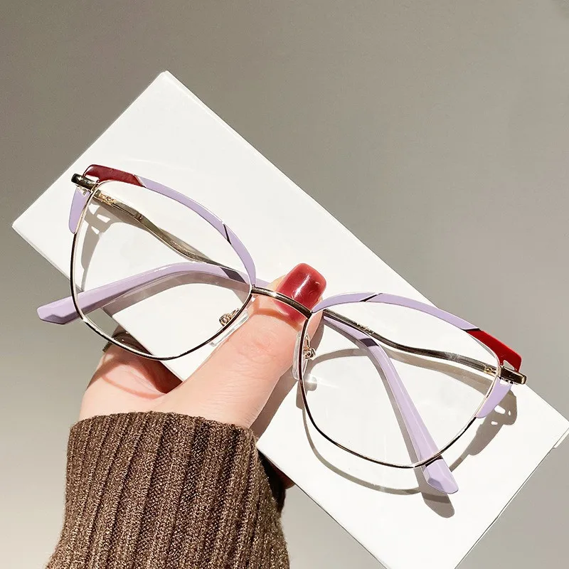

2023 Latest Prescription Metal spectacle frames Full Frame Fashion Cat Eye Anti Blue Light Blocking Eyeglasses Glasses Frame