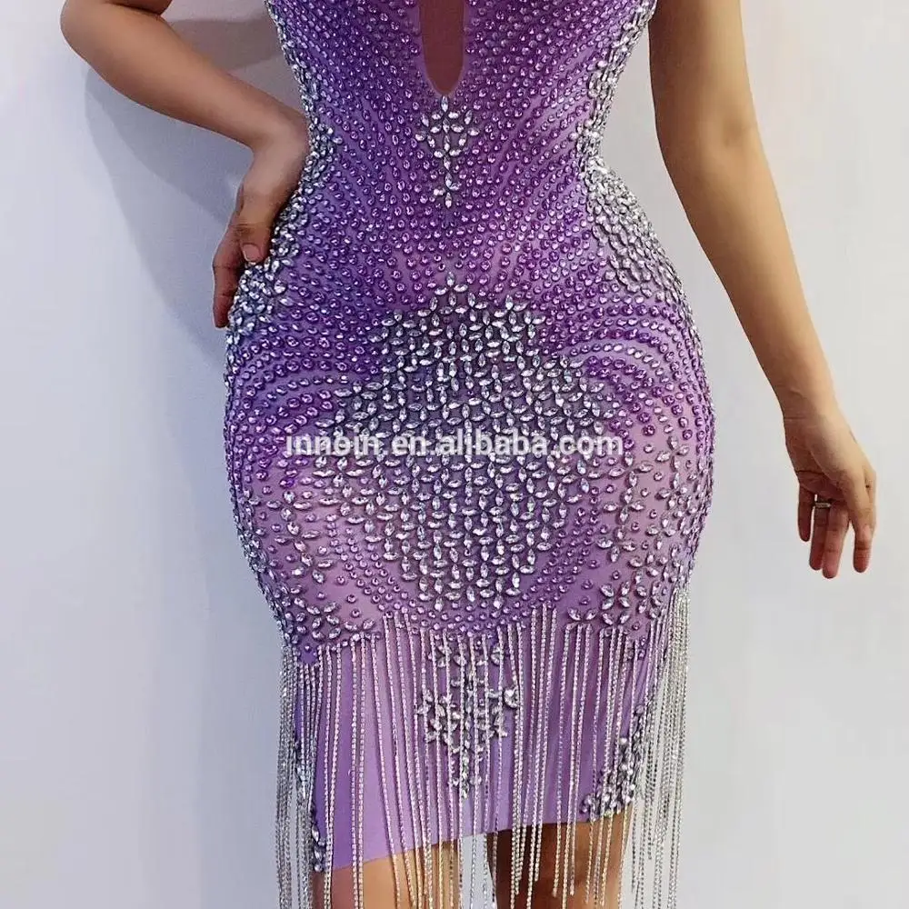 

Dance Evening Dress Female Performance Wear Sexy Lady Skirt Rhinestone Outfit Bar Clothes Stage Costume Disco