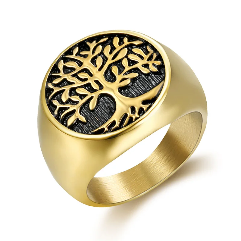 

Fashion Jewelry 18k Gold Plated Luxury Vintage Rings New Style Beautiful Tree Of Life Finger Ring Custom For Girl Women Men