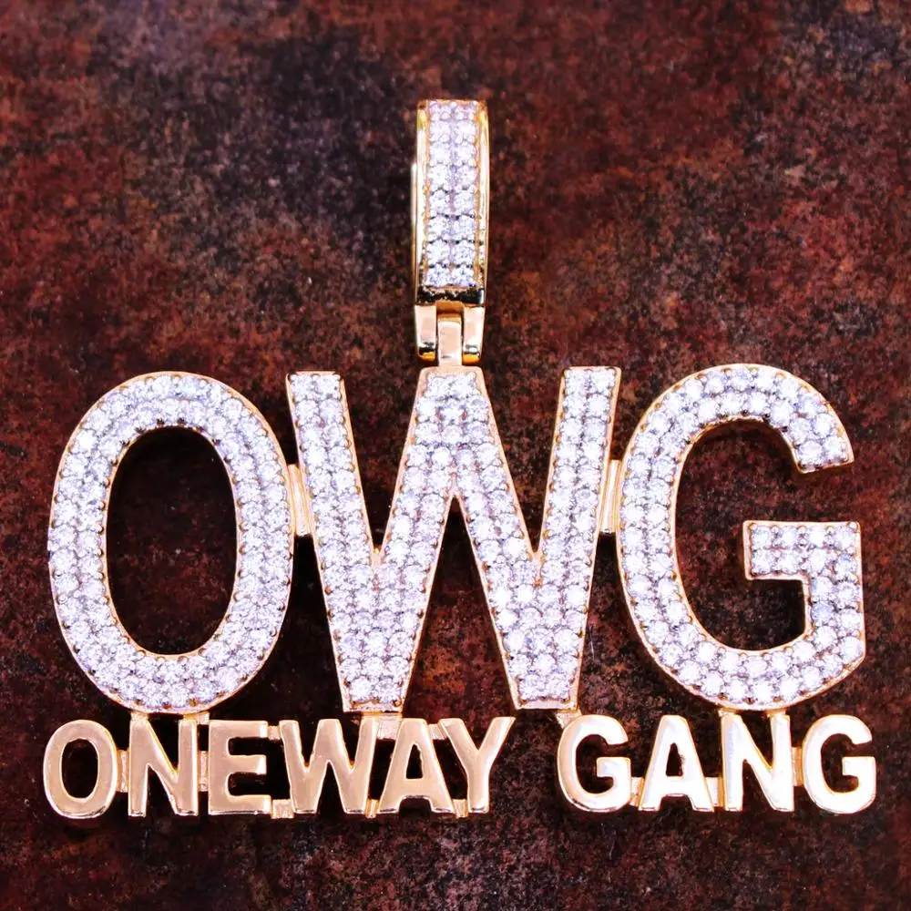 
hiphop style custom jewelry 925 sterling silver hand paving diamond double layer custom pendant 