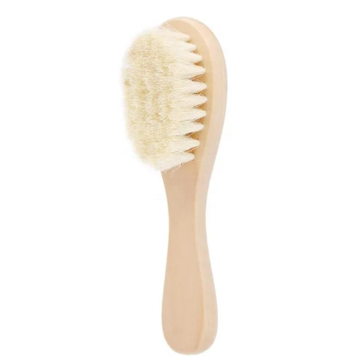 

High quality private label wooden wool bristle small goat baby hair brush