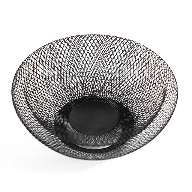 

Exquisite black wire frame design two-tier wire woven storage metal fruit basket