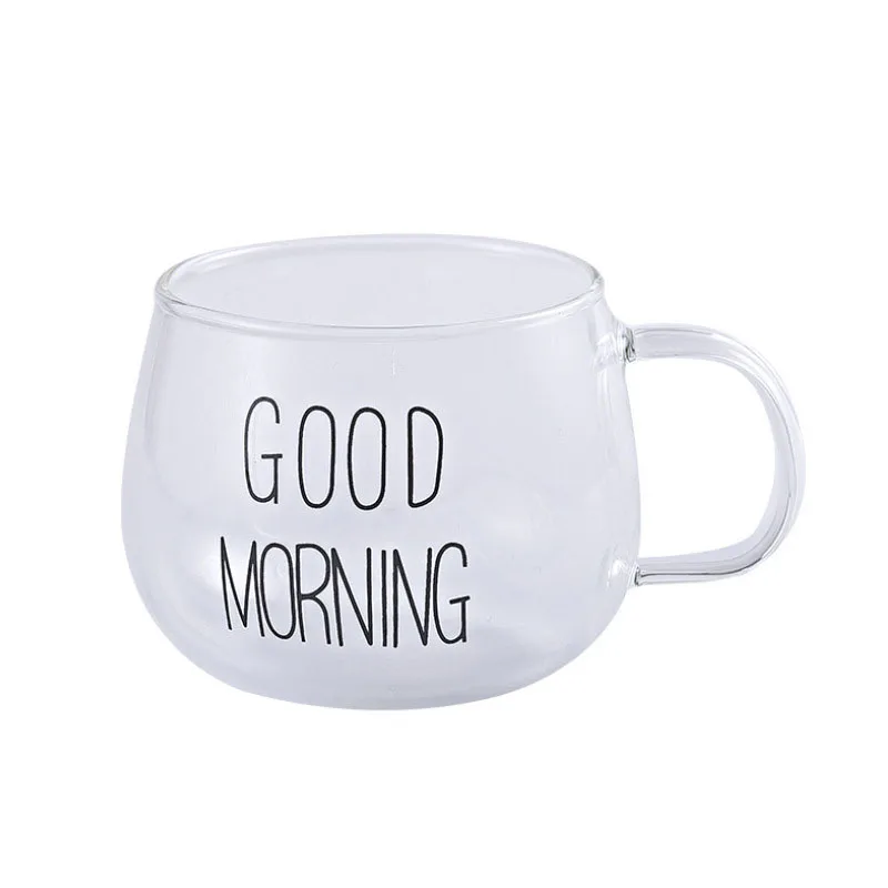 Heat Resistance Single Layer Cup Good Morning Breakfast Pot-bellied Coffee Cup