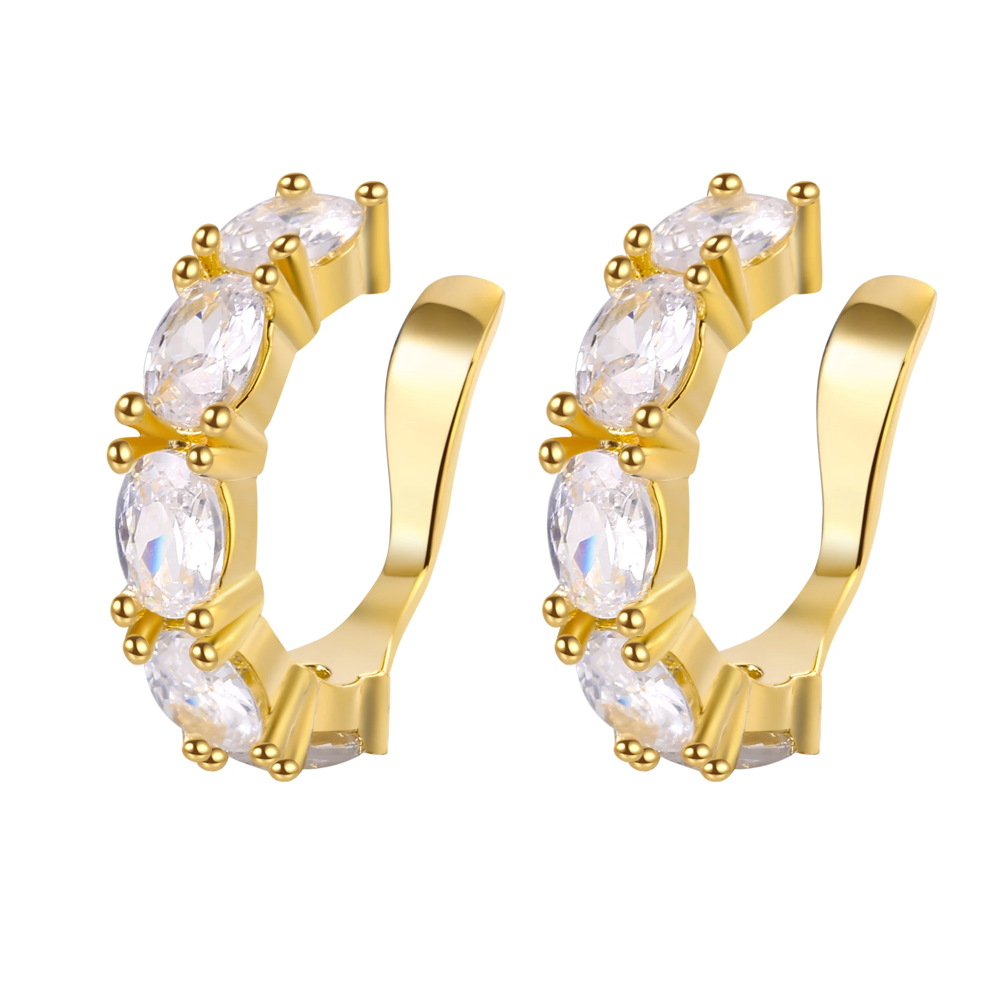 

Fashion personality inlaid gemstone ladies Gold earrings CZ copper-plated 18K zircon earrings, Gold color