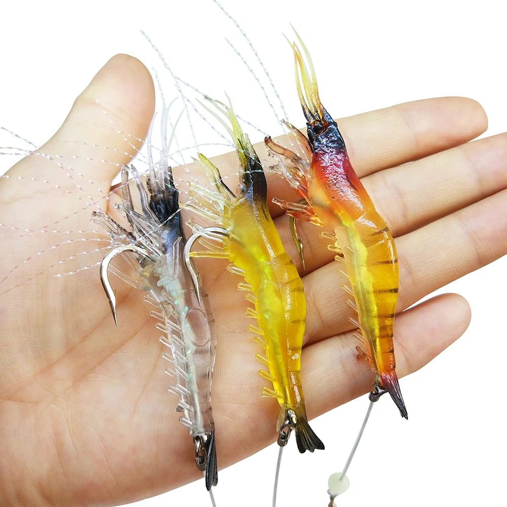

100 pieces/bag Saltwater Lures Shrimp Luminous 9cm/6.3g Soft Baits Life-like Shrimp Bass Fishing Lure