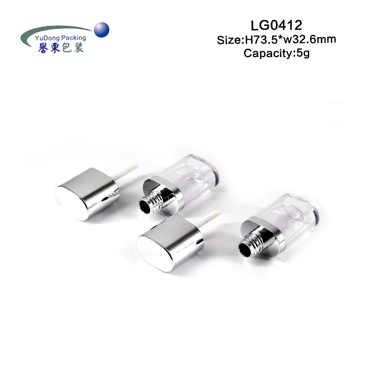 
5ml oval small unique sliver lipgloss wand tubes empty clear lip gloss packaging 