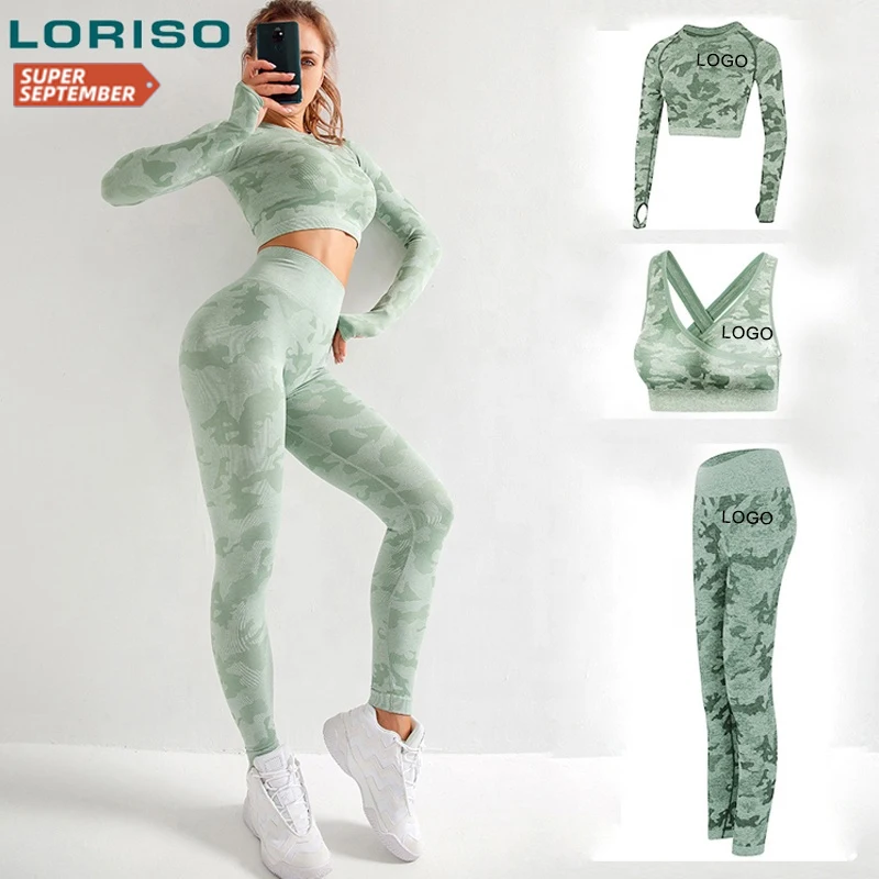 

Low moq Women's sportswear female women premium activewear cover stomach work out fitness gym clothing plus size yoga 3pcs sets, Purple, gray, green