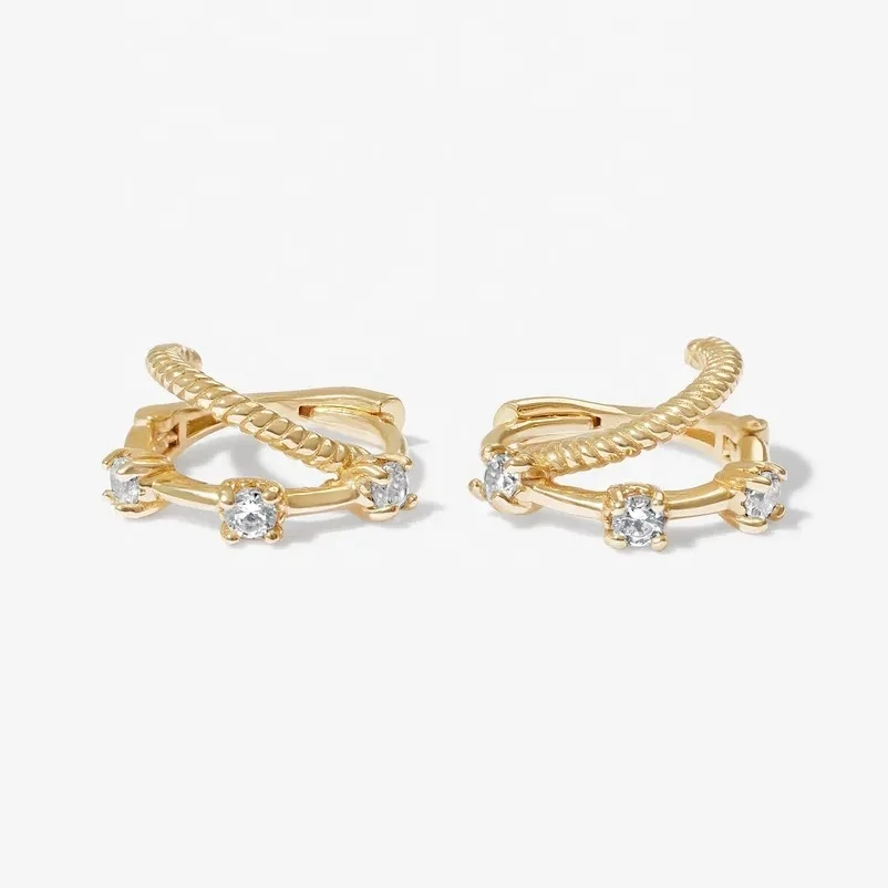 

Statement Jewelry 18k Gold Plating Silver 925 Zirconia Bless Hoop Earrings