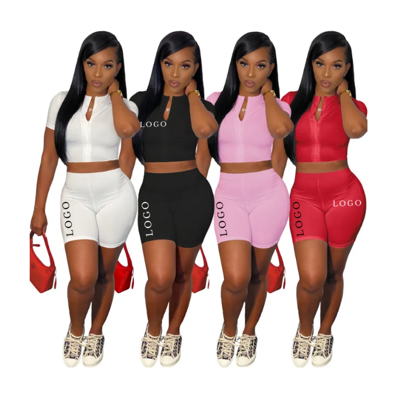 

2022 Women Set Solid Sleeveless Bodysuit Knitted Elastic Shorts 2 Two Piece Sets Active Tracksuit Summer Sweatsuit Outfit, Picture color