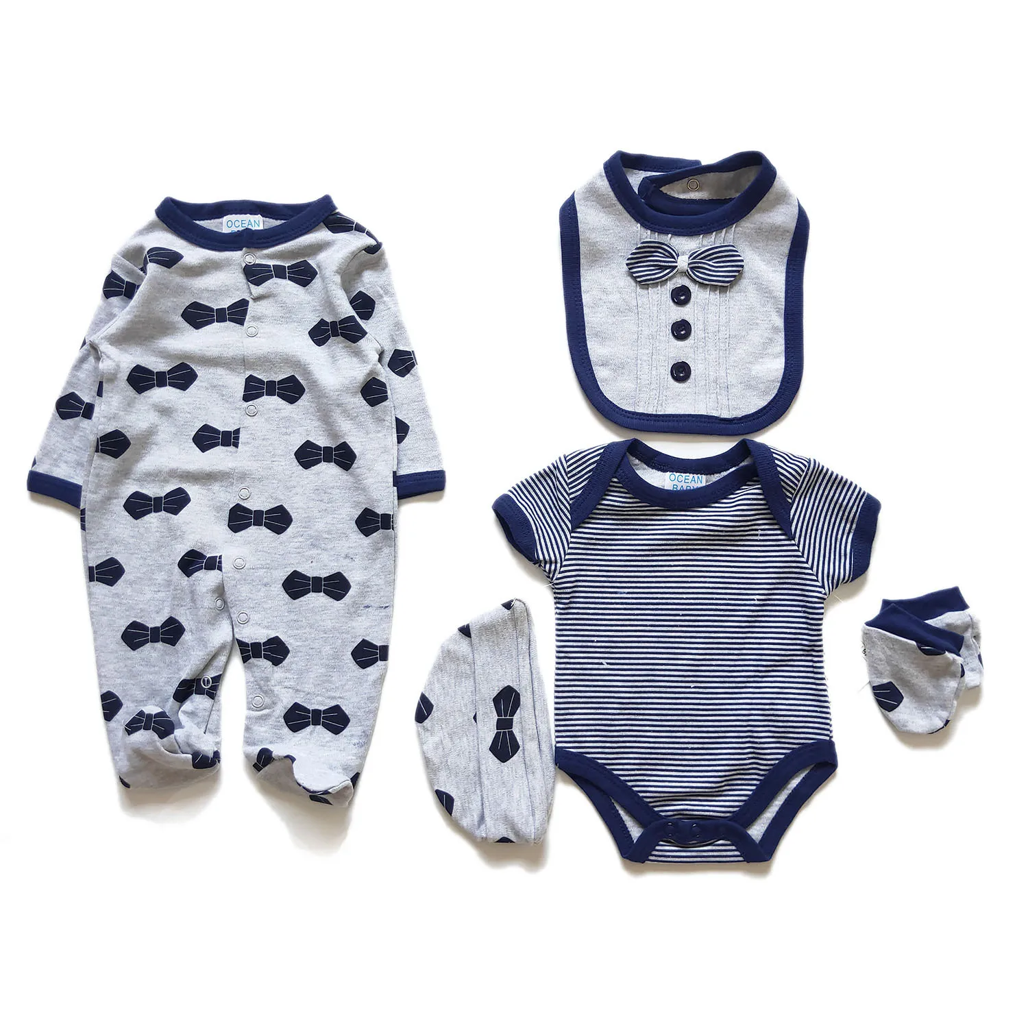 

Factory custom Organic cotton 5 Pieces/set baby clothes set newborn baby clothes set clothing