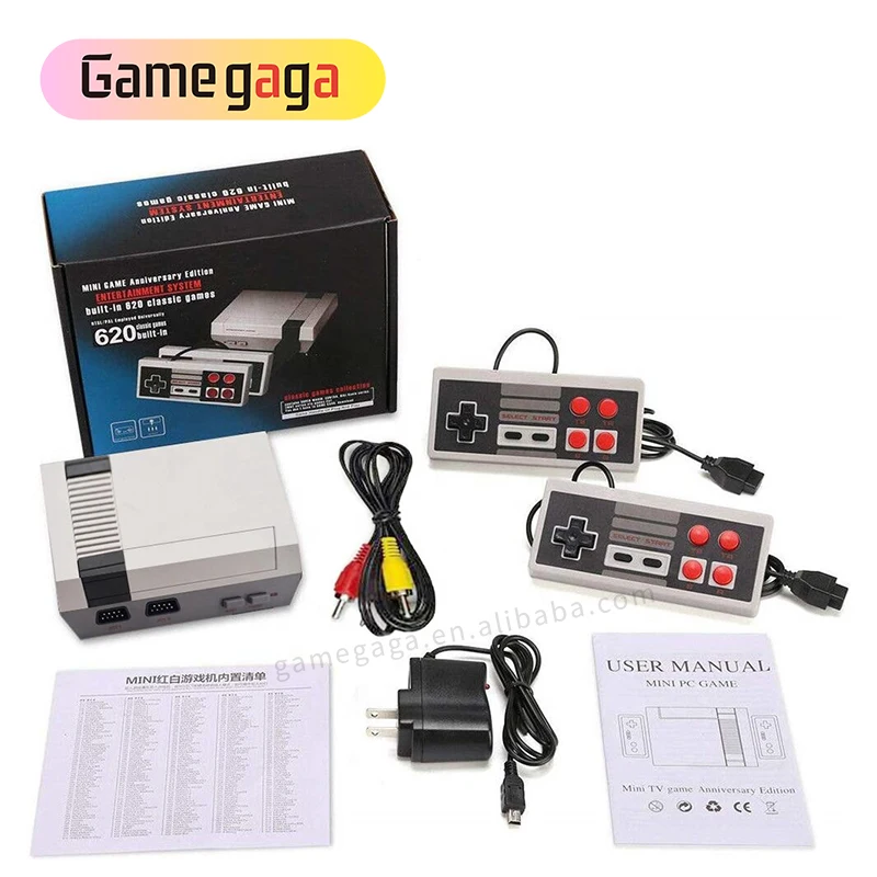 

Best Christmas Gift Mini Classic Retro built 620 game AV output home Video game 8bit video game console with two controllers