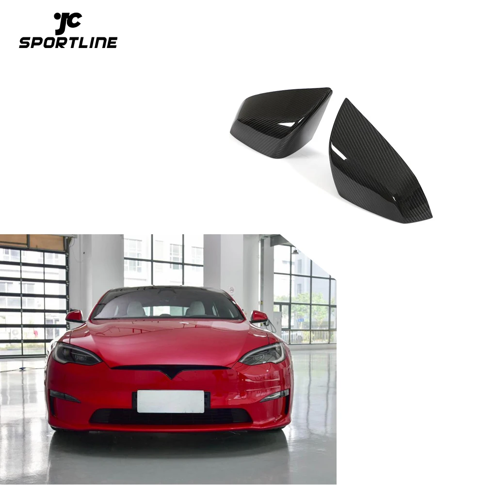 

Prepreg Dry Carbon Fiber Car Rearview Mirror Cover Caps for Tesla Model S Plaid 2021-2023