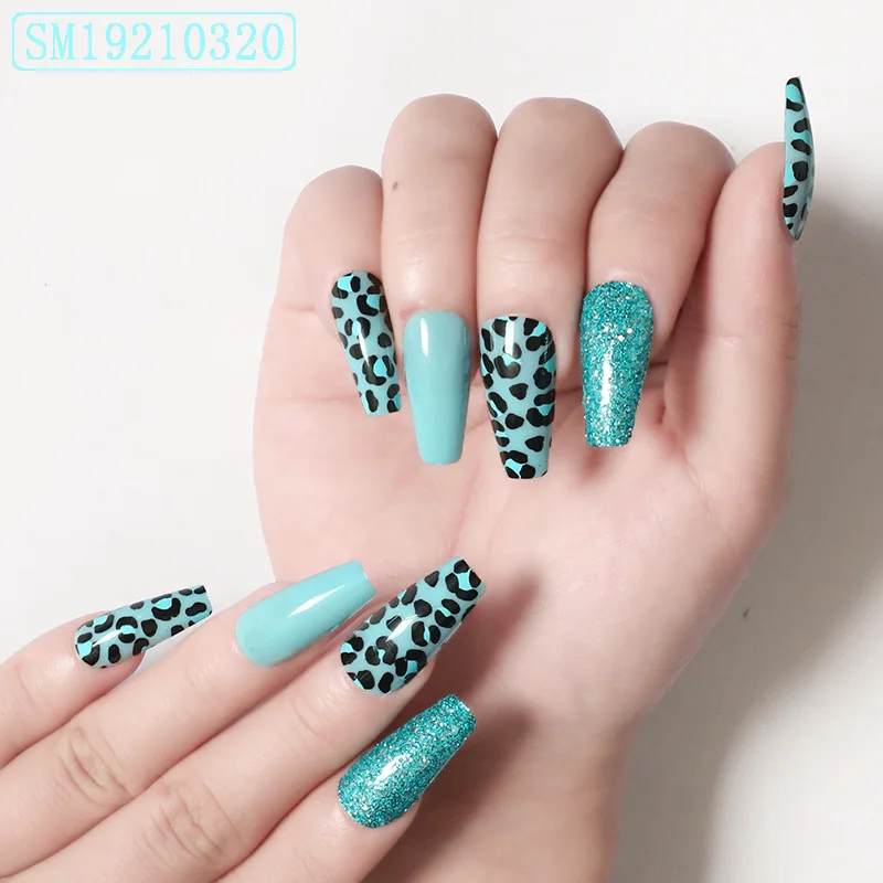 

Ballerina Leopard print stick on nails press ready to ship press on nails reusable false nail