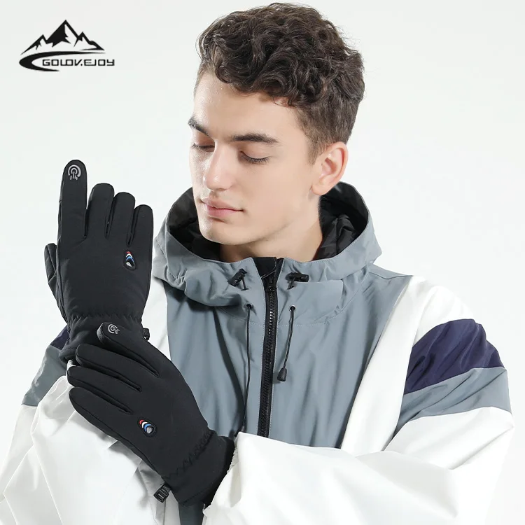 

GOLOVEJOY SK26 2021 New Arrival Windproof Outdoor Sports Cycling Hiking Winter Velvet Warm Snowboard Waterproof Skiing Gloves, Black