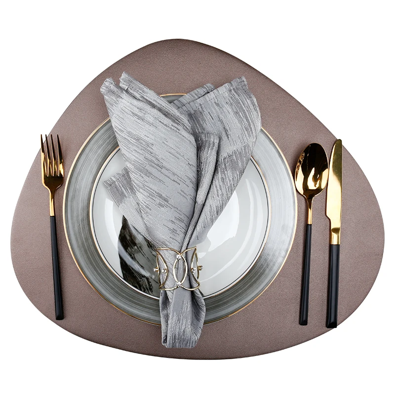 

Heat Insulation Placemat Nordic Triangular Leather Heat Insulation Anti-Slip Waterproof Tableware Mat coffee mats luxury mat, Moss green dark blue dark green milk bronze