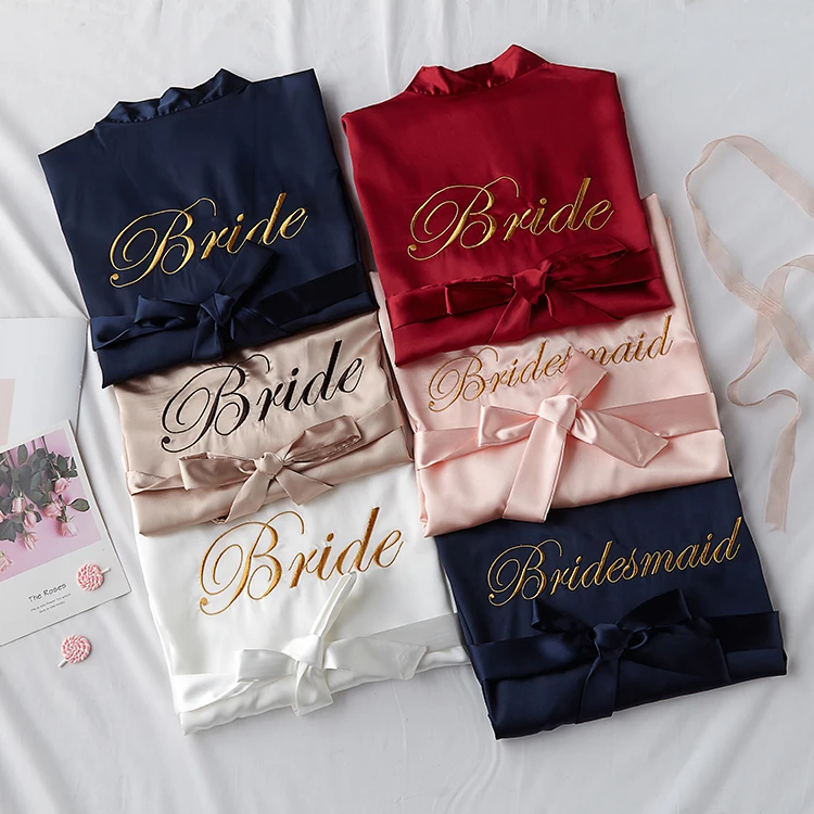 

Wholesale Hot Sexy Lady Sleepwear Dressing gown Bride and bridemaid Embroidery Nightgown for women