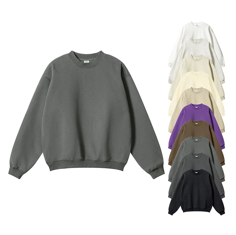 Plain Cotton Crewneck Sweatshirt 345GSM Fleeced