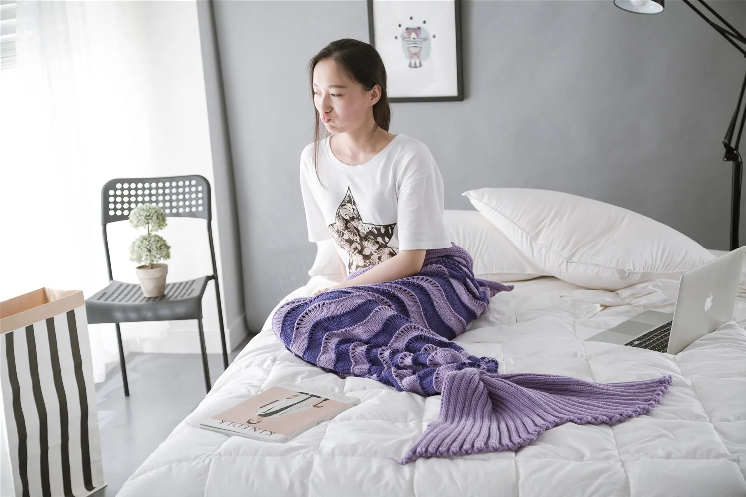 Bl Creative Gift Knit Womens Girls Crochet   Adult Knitted Mermaid  100% Acrylic Throw Babi Blanket manufacture