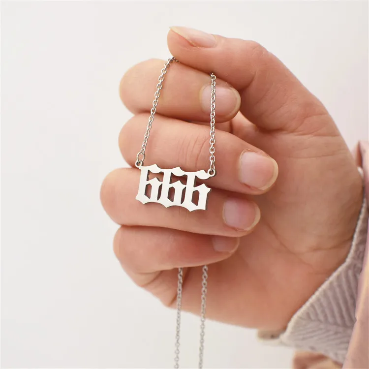 

Stainless Steel number Necklace Chain Personalized gift necklace, As pic