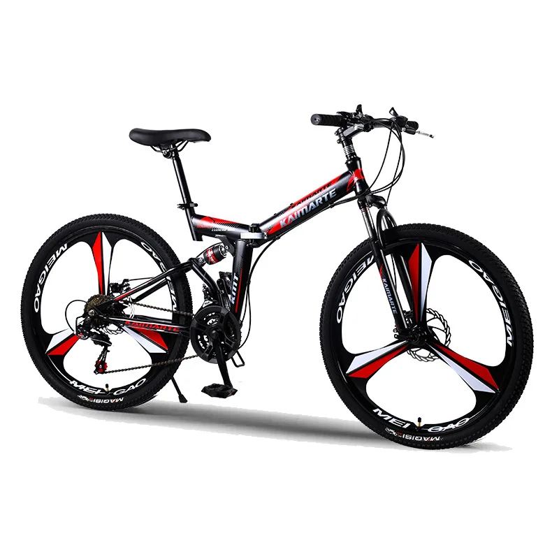 Carbon Steel Frame 27 Speed Folding Bike 26 Inch Shock Absorption Disc Brake Folding Bike