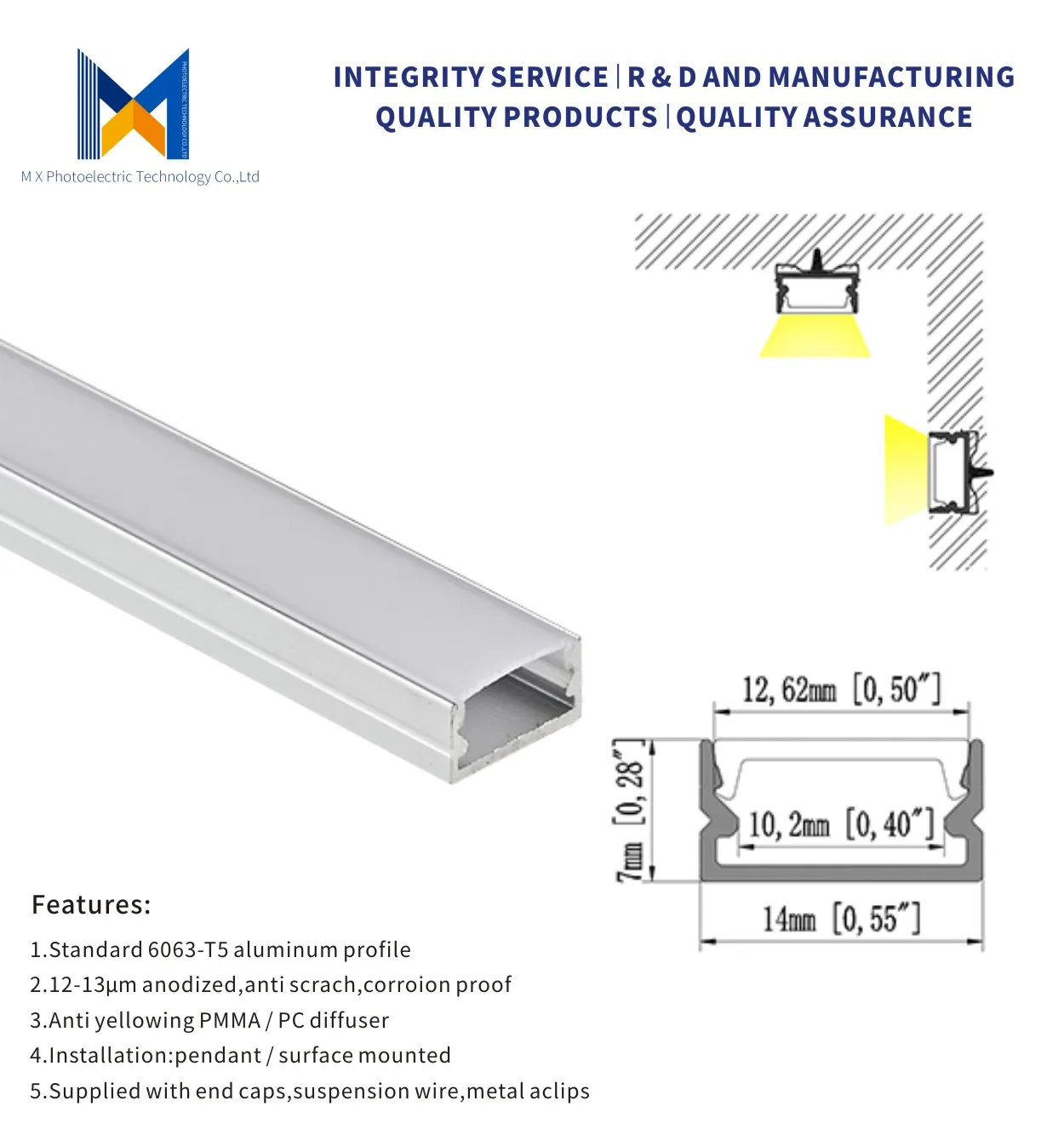 Square Channel Aluminum Led Casing Aluminum Profile For Led Strip