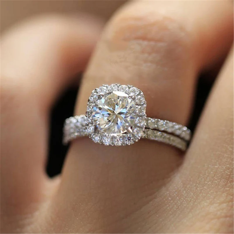 

Dropshipping JewelryPalace 3ct Cushion Cut Halo Engagement Rings for Women 925 Sterling Silver Cubic Zirconia Love Promise Rings