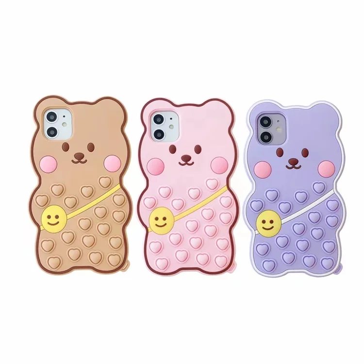 

Luxury Shockproof Cute Girl Bubble Case Phone Holder Soft Silicone Protective Cover for iPhone 12 Pro Max 11 pro max X XS XR 8 7