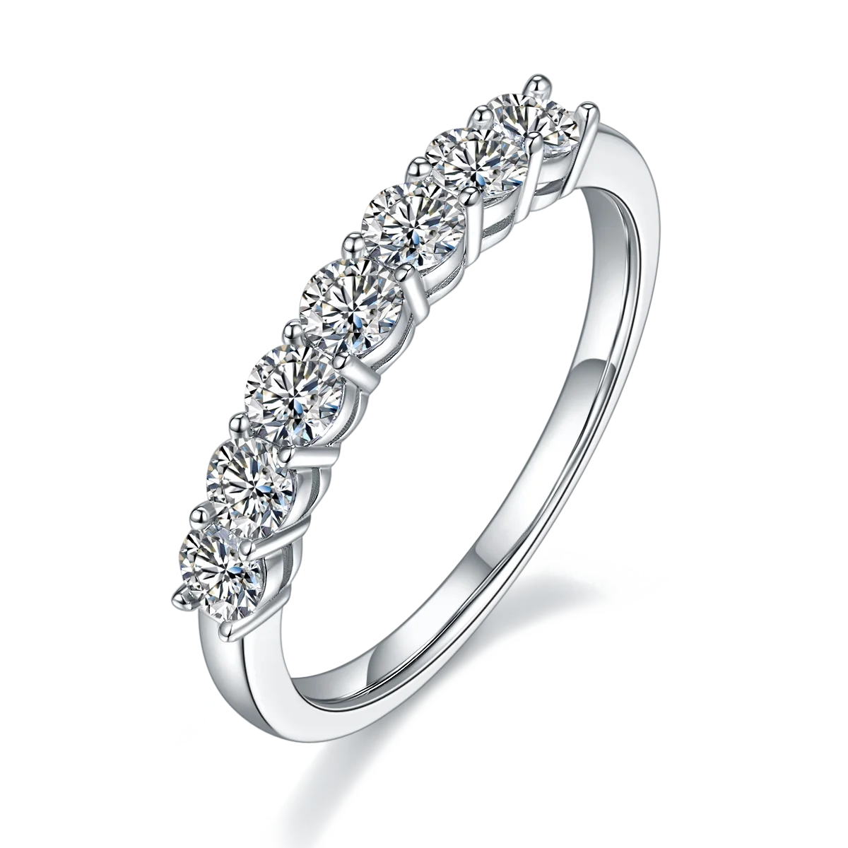 

OEM provided women's 925 sterling silver jewelry rhodium plated classic round luxury engagement circle moissanite ring band