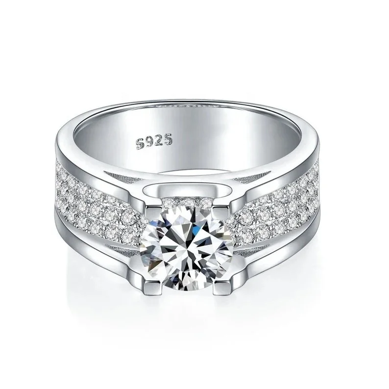 

redleaf gra certified large diamond moissanite men's custom ring 925 sterling silver 1ct 2ct vvs rings for men luxury Jewelry