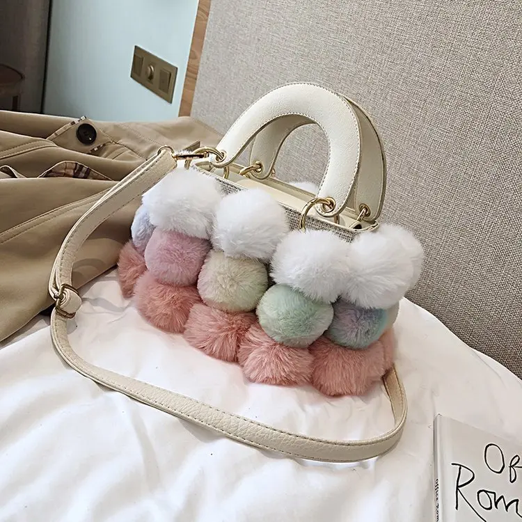 

Top selling Wool texture mixed cute practical new design famous brand diagonal crossbody fur handbags women bag