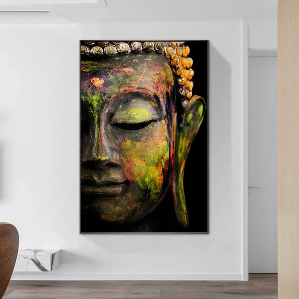 

Large Half Buddha Face Wall Art Posters And Prints Gold Buddha Canvas Paintings On the Wall Buddhism Art Picture Wall Decoration