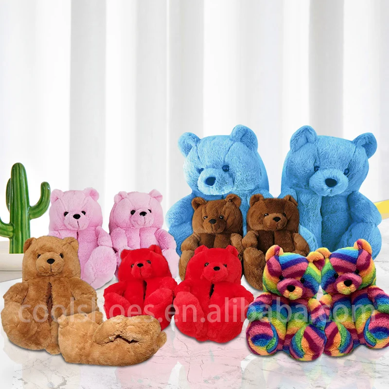 

teddy bear slippers plush