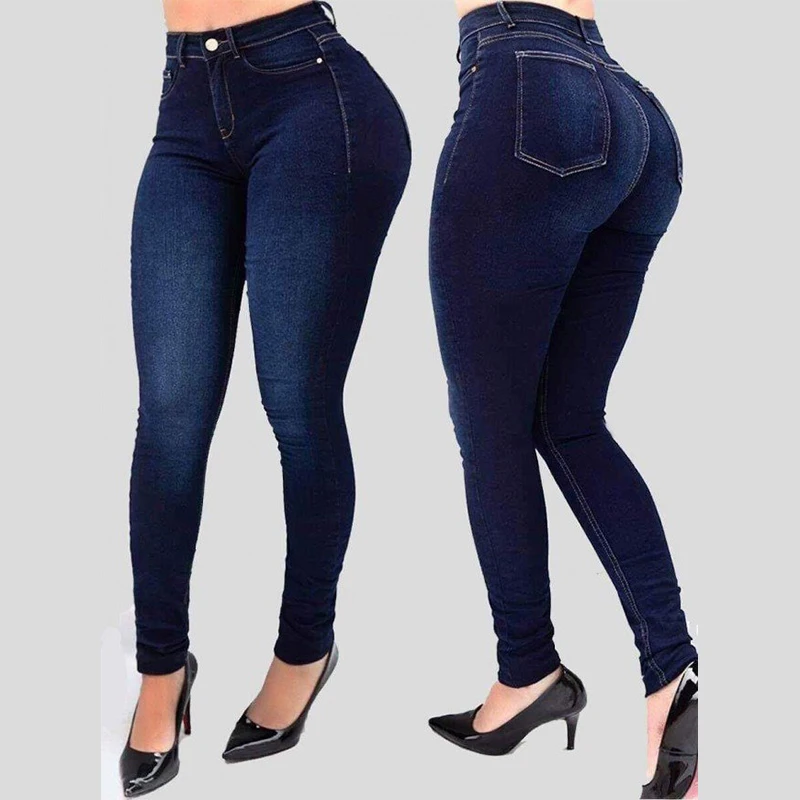 

New Arrival High Waist Stretch Slim Shaped Denim Pants Sexy Women's Jeans Skinny Lady Pencil Pants, Dark blue ,light blue