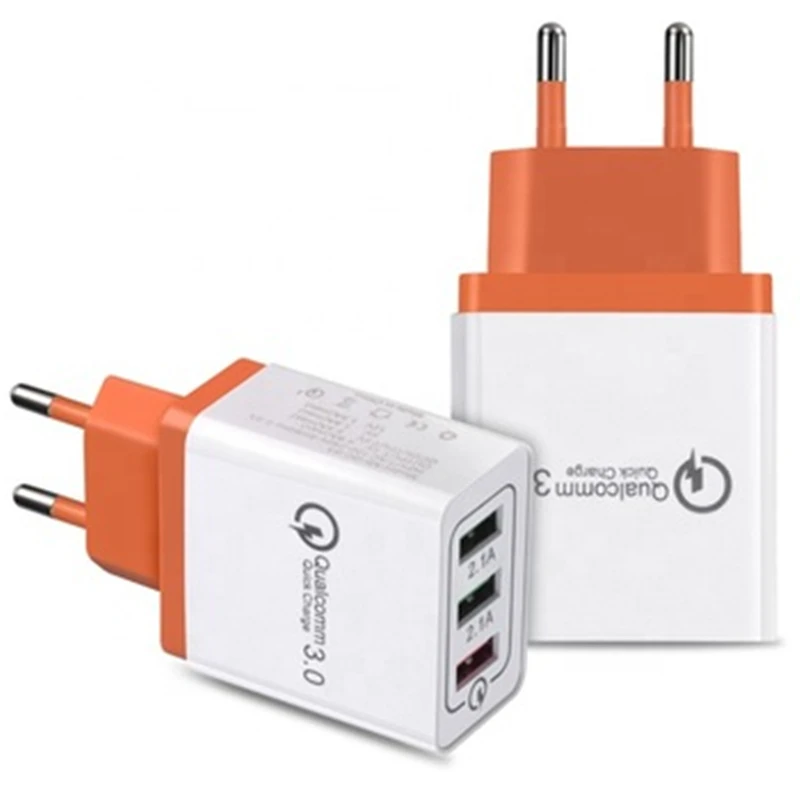 

3 Ports QC3.0 Quick Charger USB Phone Flash Charger EU US UK Plug Travel Charger