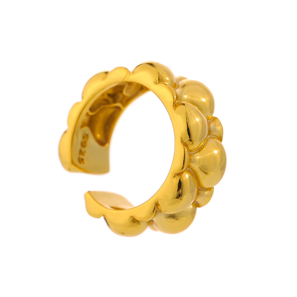 

JINYOU 2022 Statement Texture Gold Plated Cuff Earrings Sterling Silver 925 Jewellery Earrings for Women