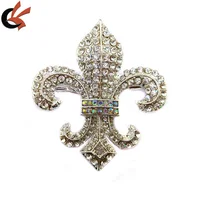 

wholesale flatback rhinestone fleur de lis brooch