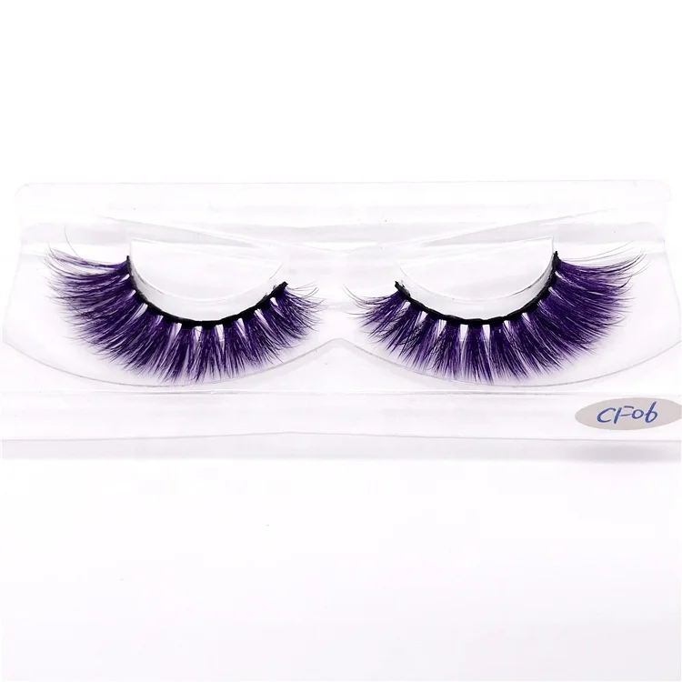 

3d faux mink lashes Rainbow korean PBT fiber colorful strip eyelash with private logo