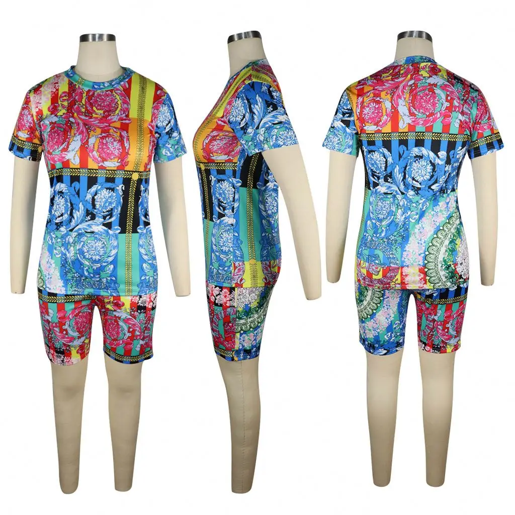 

Wholesale Hot Sale Women Tie Dye Personality Casual T Shirt Two Piece Shorts Set