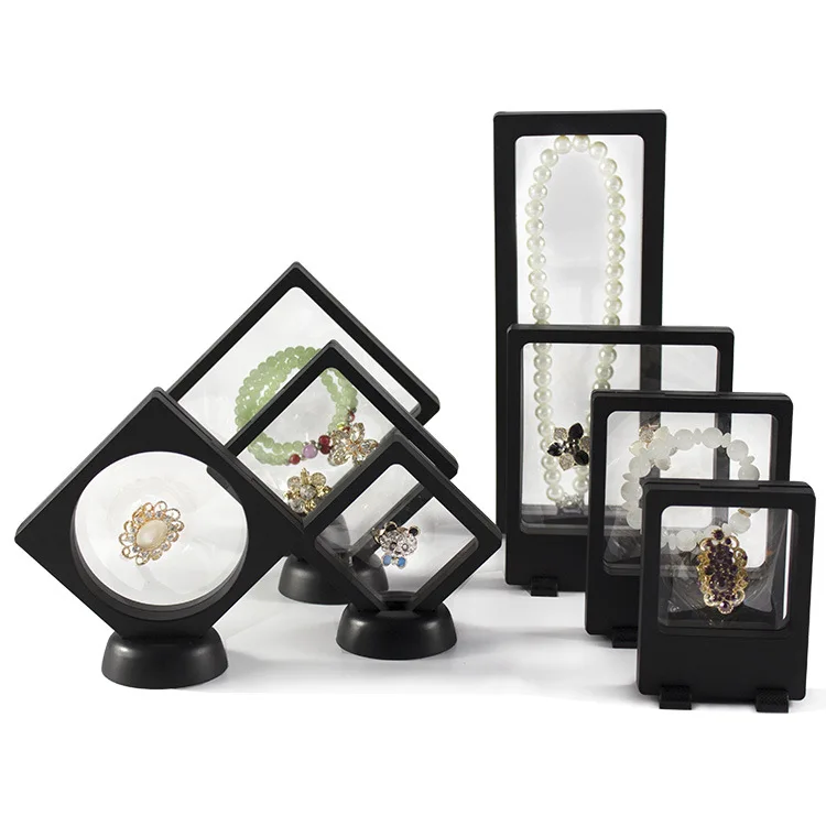 

3D Floating box Frame Gem Packaging Collection Jewelry Display Box wholesale-Gemstone Cases, White and black