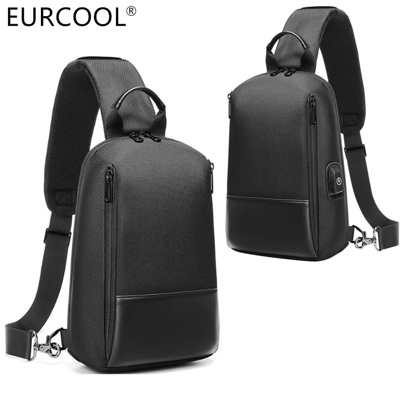 

2021 Eurcool Fashion Reflective Sling Crossbody Messenger Custom Logo Anti Theft Man Chest Bag Men Leather