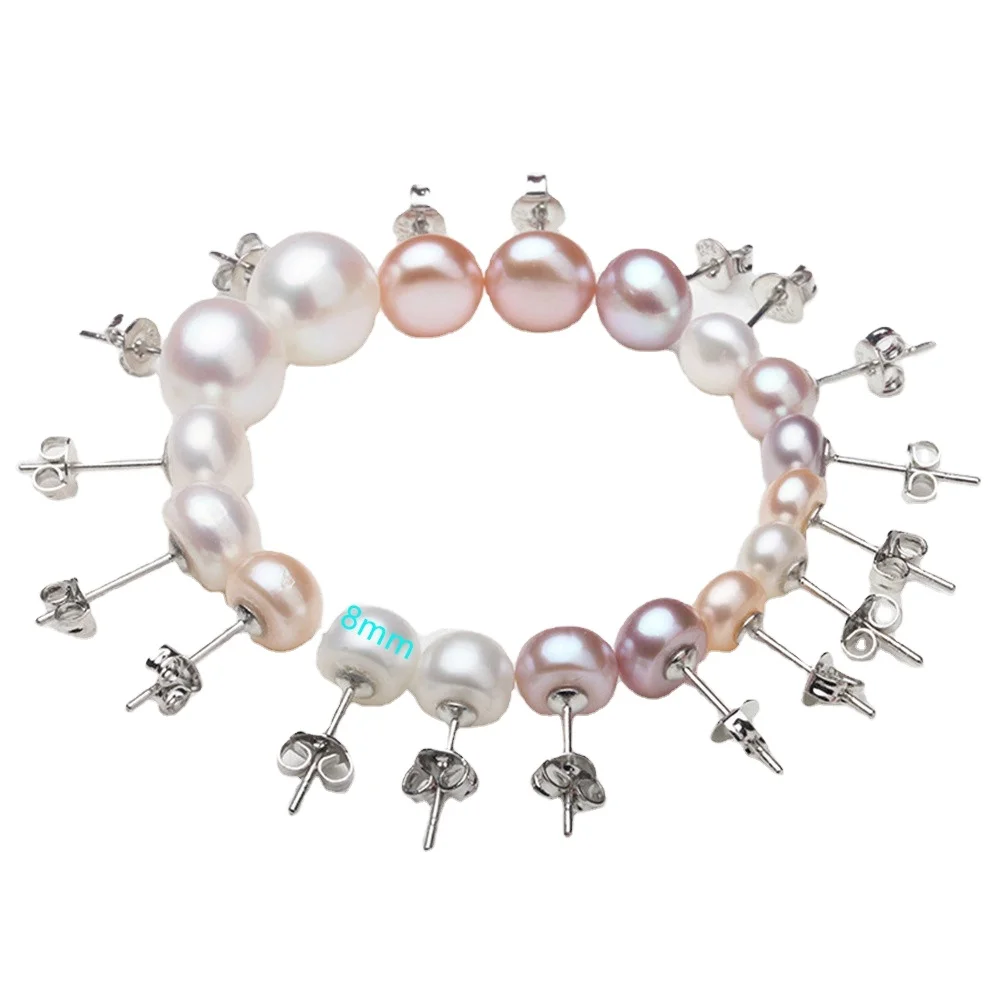 

925 sterling silver earrings China Factory Seller loftily Women Silver Jewelry Exquisite Cute Crystal Pearl Stud Earring, Picture color